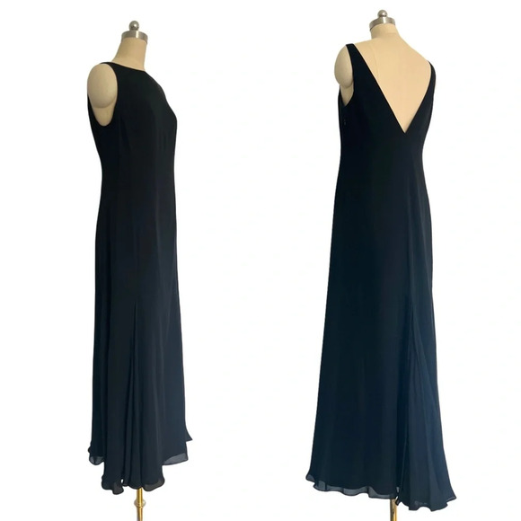 Ralph Lauren Dresses & Skirts - Lauren Ralph Lauren 100% silk evening formal maxi long dress w train ruffles 10